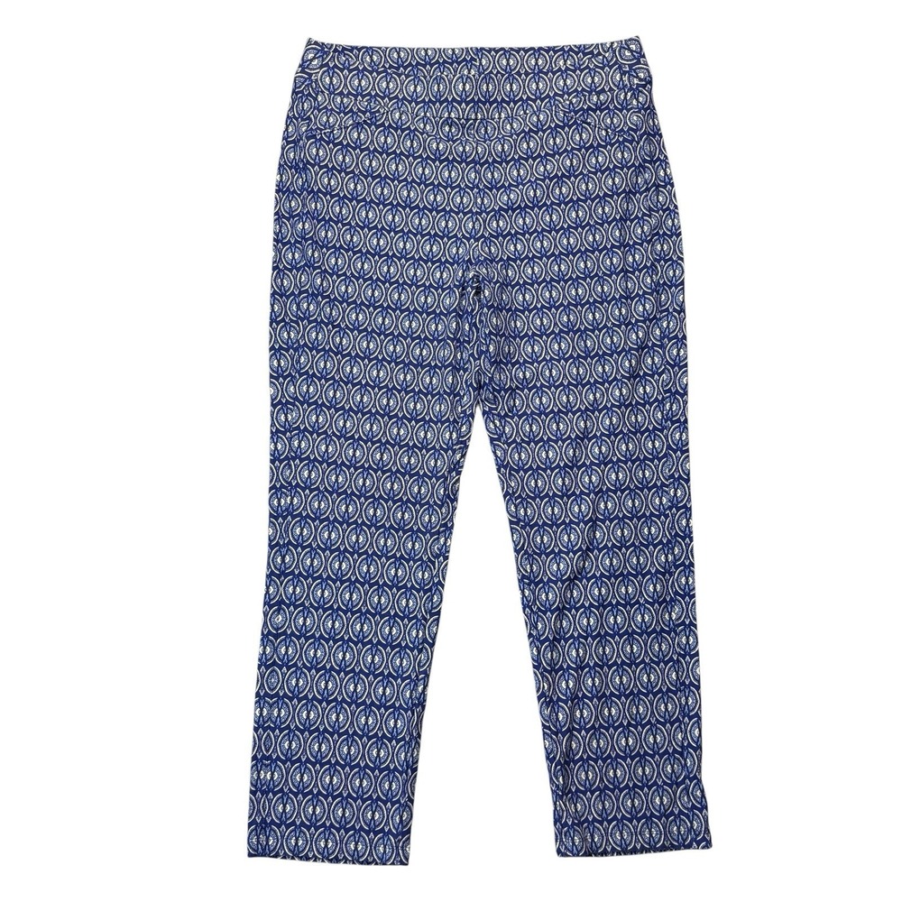Chicos Travelers Womens Pants 2R 12R Blue Pull On Stretch Ankle Beachy Vaca